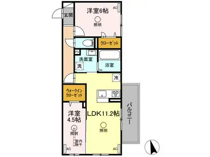 サンセット横手本町(2LDK/2階)の間取り写真