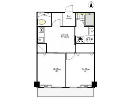 マンション芝公園(2DK/5階)の間取り写真