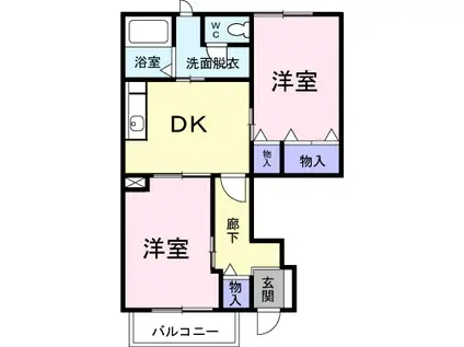 オードリーセレブ・I(2DK/1階)の間取り写真