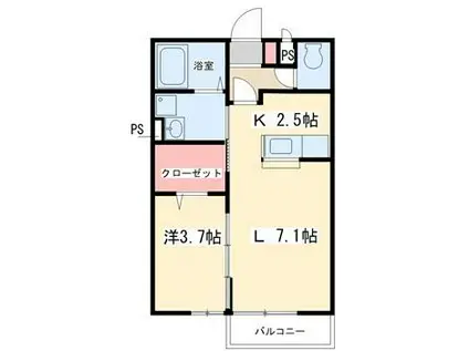 レアハレ南台(1LDK/1階)の間取り写真