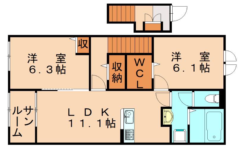 パークサイド(2LDK/2階)の間取り写真