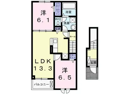 テルミアース II(2LDK/2階)の間取り写真