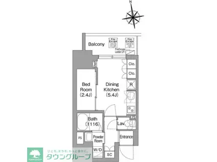 コンフォリア・リヴ北新宿(1DK/4階)の間取り写真