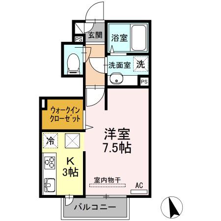ＪＲ奥羽本線 山形駅 徒歩54分 2階建 築10年(1K/1階)の間取り写真