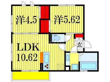 リヴェール(2LDK/1階)の間取り写真