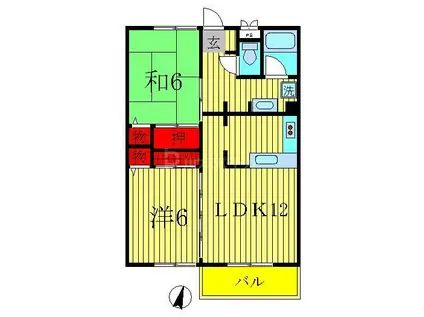 バウハウス(2LDK/1階)の間取り写真