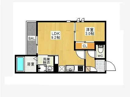 GRANDTIC HUS(1LDK/1階)の間取り写真