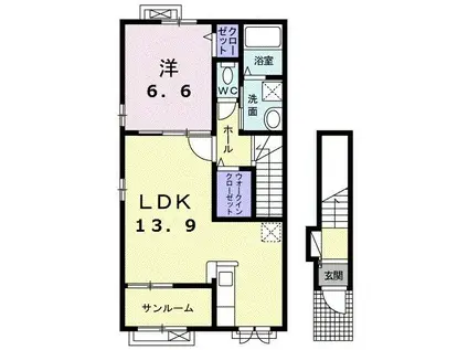 フレーズ西原B(1LDK/2階)の間取り写真