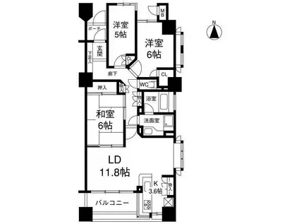 茨木シティーハウス.ステーションコート(3LDK/3階)の間取り写真