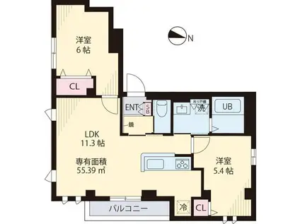 フロイデ代々木(2LDK/2階)の間取り写真