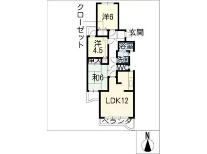 セゾンよもぎ台(3LDK/4階)の間取り写真