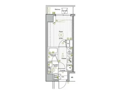 グランヴァンプレミアムイースト川口(1K/8階)の間取り写真