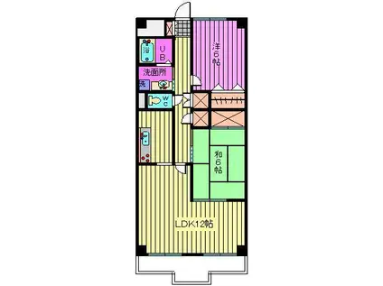 サウスウッド(2LDK/4階)の間取り写真