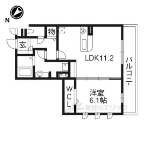 マジェスティ サザン Ⅱ棟(1LDK/2階)の間取り写真
