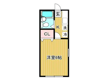 シティーハイツひまわり(1K/2階)の間取り写真