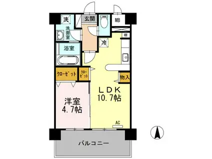 カンフォーラ松原(1LDK/2階)の間取り写真