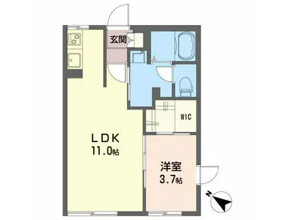 ディアス・エムA(1LDK/1階)の間取り写真