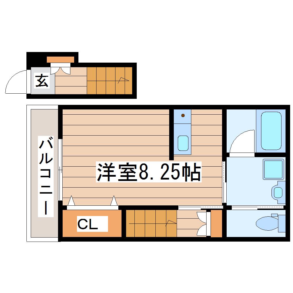 クロレ長町(ワンルーム/2階)の間取り写真