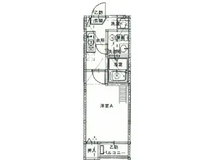 ペルカルロ白龍町(1K/2階)の間取り写真