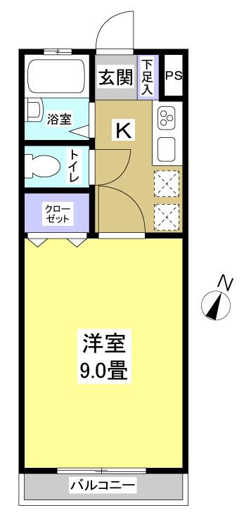 イーグルハイツ(1K/1階)の間取り写真