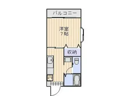 ディアスU I(1K/2階)の間取り写真