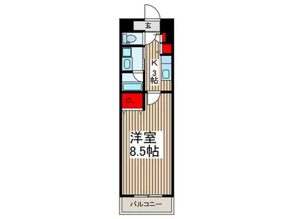 フリーデ(1K/6階)の間取り写真