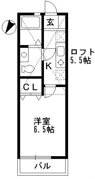 ラズベリーリーフ(1K/2階)の間取り写真