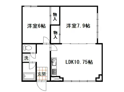 コーポ江花(2LDK/2階)の間取り写真