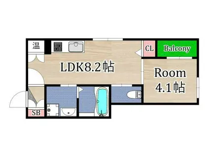 GLORIAHANATEN(1LDK/2階)の間取り写真