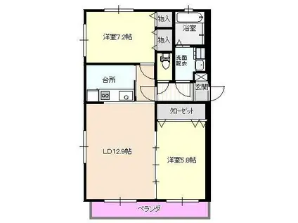 パークサイドテラス(2LDK/1階)の間取り写真