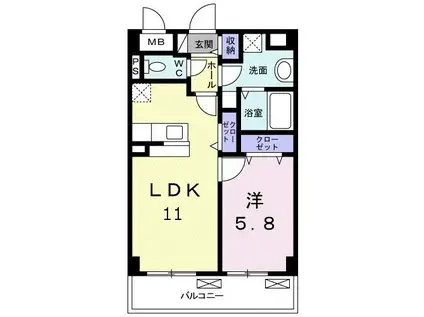アンジェラ 天神橋(1LDK/2階)の間取り写真