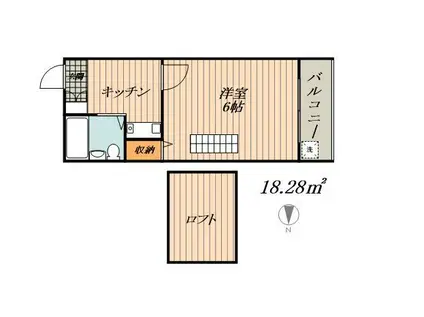 SKマンション黄金(1K/2階)の間取り写真