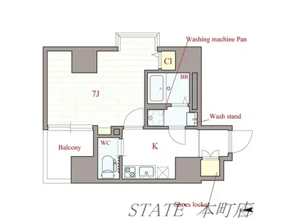 フォーチュン心斎橋イースト(1K/5階)の間取り写真