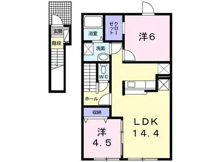ソレイユ(2LDK/2階)の間取り写真