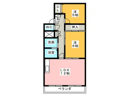 マンション宮木(2LDK/3階)の間取り写真