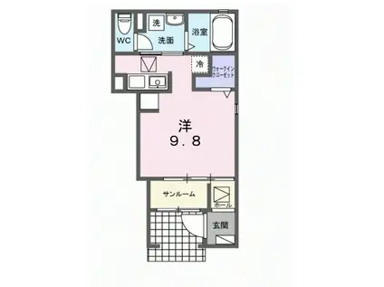 サニー アヴニール(ワンルーム/1階)の間取り写真