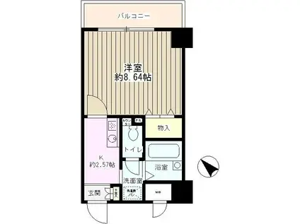 グロリア大洋(1K/7階)の間取り写真