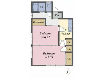 メルシー藤村(1K/2階)の間取り写真
