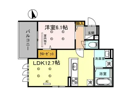 グロワール ヒロ(1LDK/2階)の間取り写真