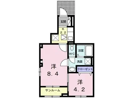 ティーズ グロース I(2K/1階)の間取り写真