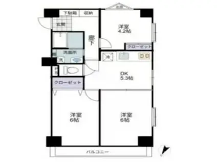 ライオンズマンション池袋第3(3DK/10階)の間取り写真