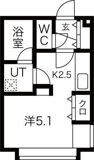 ピュア東彩館VI(1K/1階)の間取り写真