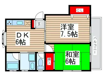 プレジャーハイム妙典(2DK/1階)の間取り写真