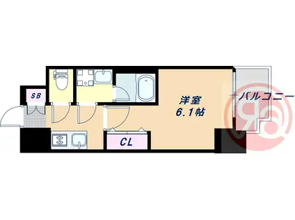 レオンコンフォート天王寺ヒルズ(1K/13階)の間取り写真