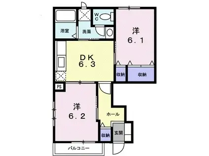 フローラ・フラッツC(2DK/1階)の間取り写真