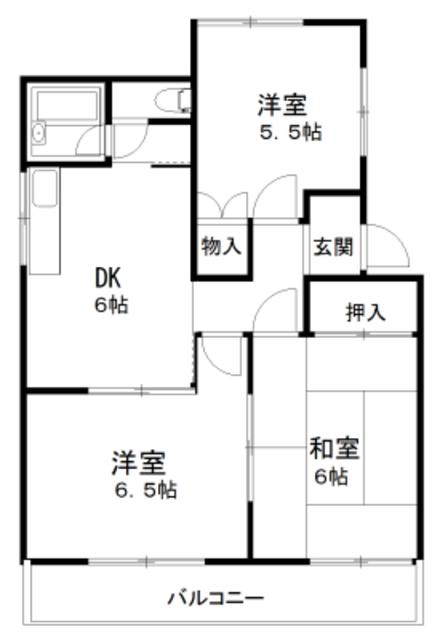 西グリーンハイツ(3DK/2階)の間取り写真