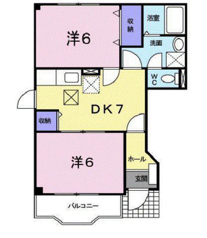 サンロード福山B(2DK/1階)の間取り写真