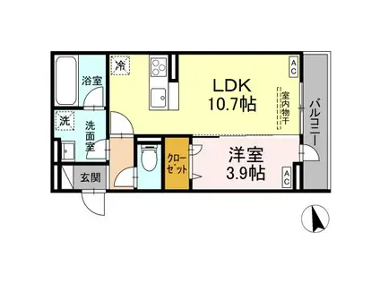 D-RESIDENCE引野(1LDK/2階)の間取り写真