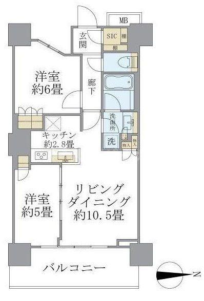浅草タワー(2LDK/23階)の間取り写真