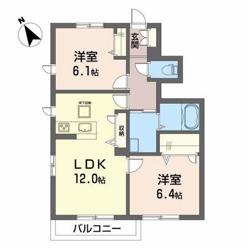 リヴィエール桜 II(2LDK/1階)の間取り写真
